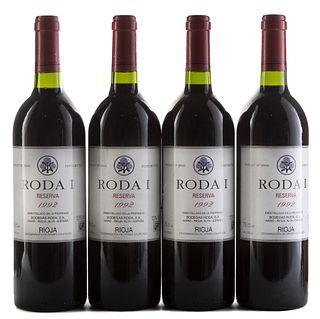 Four bottles Roda I, Reserva 1992. 
Category: Red wine. D.O. Rioja.