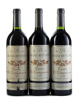 Three bottles Abadía Retuerta Cuvée El Campanario, 1996. 
Category: Red wine. Sardón de Duero.