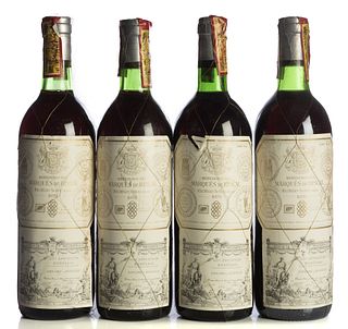 Four bottles of Marqués de Riscal, crianza 1979. 
Category: Red wine. D.O. Rioja. Elciego.