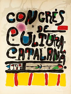 JOAN MIRÓ I FERRÀ (Barcelona, 1893 - Palma de Mallorca, 1983). 
"Congrés de Cultura Catalana", 1977. 
Lithograph on cardboard, copy 62/100.