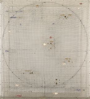 ENRIQUE BRINKMANN (Málaga, 1938). 
"Study of sunspots according to Galileo", 2003. 
Oil, graphite and string on steel mesh.
