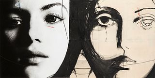 TINA BERNING (Germany, 1969) & MICHELANGELO DI BATTISTA (Italy). 
"Valerie" 2016. 
Acrylic and charcoal on Ditone print.