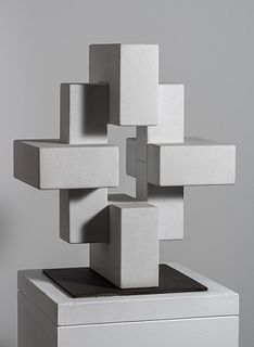 ANDREU ALFARO HERNÁNDEZ (La Huerta, Valencia, 1929). 
"Composición Móduls 8", 2002. 
White Carrara marble.