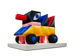 Marco Oggian, (Venice, 1990). 
"Wheelie duck" 2021. 
Recycled nylon air sculpture. Collaboration with Studio Soufflé.