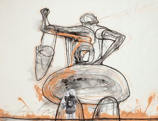 JOSE BRAULIO BEDIA VALDES (Havana, Cuba, 1959). 
"Boy with a bucket", 2007. 
Mixed media on paper.