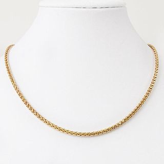 14 Karat Rose Gold Wheat Chain Necklace.
