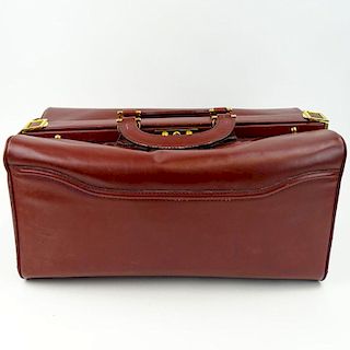 Vintage Cartier Le Must Burgandy Leather Duffle Bag.