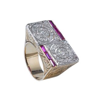 Chevalier style ring, mounted in 18K Gold