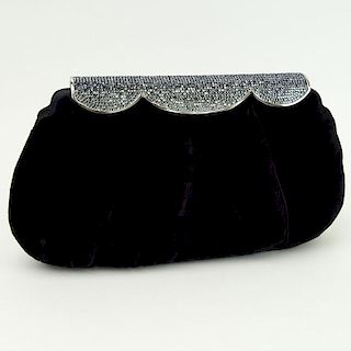 Judith Leiber Velvet and Crystal Evening Clutch with Shoulder Chain.
