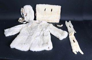 Vintage Best and Co Child's White Fur Coat and Cap