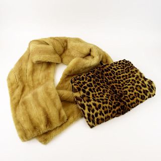 Vintage Mink Stole and Leopard Muff.