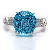 Ladies Contemporary Blue Topaz and Diamond Ring 