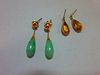 A pair of jade drop earpendants (with 1975 insurance assessment from Liberty) together with a pair o
