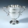 A George III Irish silver two handled cup, by Matthew West, Dublin 1771, of inverted bell shape rais