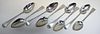 A matched set of eight George III silver Old English pattern table spoons, five by William Sumner, L