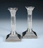 A pair of dwarf silver candlesticks, by James Kebberling Bembridge (Hawksworth, Eyre & Co Ltd), Shef