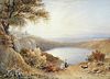 Frederick Nash (British, 1782-1856) View of Lake Nemi, looking south-west towards the town of Genzan