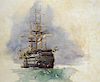 William Hawkesworth (British, 1853-1935) River landscape, 26 x 37cm; HMS Victory, 30 x 37cm; Harbour