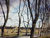 § Peter Knuttel (British, b.1945) Terraces in New Square, Cambridge (the old Parker's Piece) inscrib