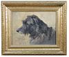 § Agnes Hilda Coates (British, 1877 - 1957) Study of a grey terrier oil on artist's board 21 x 28cm