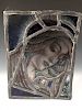 After Botticelli, a late 19th/early 20th century leaded glass panel of the Madonna, her head covered