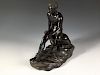 A 19th century bronze model of Mercury seated, modelled sitting upon a rock 22 x 20cm (9 x 8in) <br.