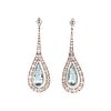 Platinum Diamond Aquamarine Long Drop EarringsÂ 