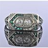 Art Deco 18k Gold Diamond Emerald Ring