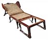 A George II mahogany Anglo-Dutch chair bed, the arched wing back with leaf carved cresting, the back