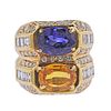18K Gold Diamond Blue Yellow Sapphire Ring