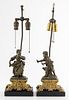 French Romantic Bronze Figural Table Lamps