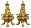 Louis XIV Manner Brass Chenet Andirons, Pr