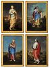 French Four Seasons Allegory Oil on Board 18th C