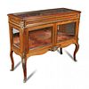 A French Transitional style mahogany and gilt mounted vitrine, circa 1900, the hinged glazed top abo