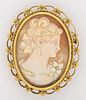 Antique 18K Yellow Gold Cameo Brooch