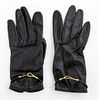 Hermes Vintage Black Leather Gloves