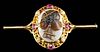 Victorian Gold Brooch w/ Agate African Lady Cameo