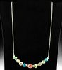 Silver Necklace w/ Roman Carnelian & Glass Beads