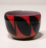 Jenifer Kobylarz, Wheel Thrown Bowl (red and black pattern and pink glaze inside), 2021, Brooklyn red clay with hand painted glaze, 4 x 4 x 3 inches