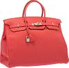 Hermes 40cm Rose Jaipur Clemence Leather Birkin Bag with Palladium Hardware Excellent to Pristine Condition 15.5" Width x 11" Height x 8" Depth