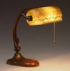 Handel Obverse Painted Bronze Desk Lamp c1910