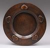 Stickley Brothers Hammered Copper Repousse Heart Tray c1910