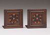 Small Square Roycroft Hammered Copper Bookends c1920s
