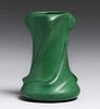 Weller Pottery Matte Green Twisted Vase c1910