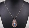 Chicago Arts & Crafts Oval Lapis Sterling Silver Pendant Necklace c1905