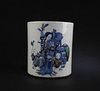 Chinese Iron Red Blue & White Porcelain Brushpot