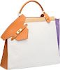 Hermes White Ostrich, Ficelle Lizard, Violet Veau Doblis Suede & Natural Barenia Leather Sac Himalaya Bag with Gold Hardware Very Good to Excellent  1