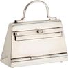Hermes Sterling Silver Kelly Bag Pillbox Very Good Condition 1.75" Width x 2" Height x .75" Depth