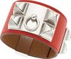 Hermes Capucine Swift Leather Collier de Chien Bracelet with Palladium Hardware Pristine Condition 1.5" Width
