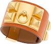 Hermes Potiron Epsom Leather Collier de Chien Bracelet with Gold Hardware Pristine Condition 1.5" Width